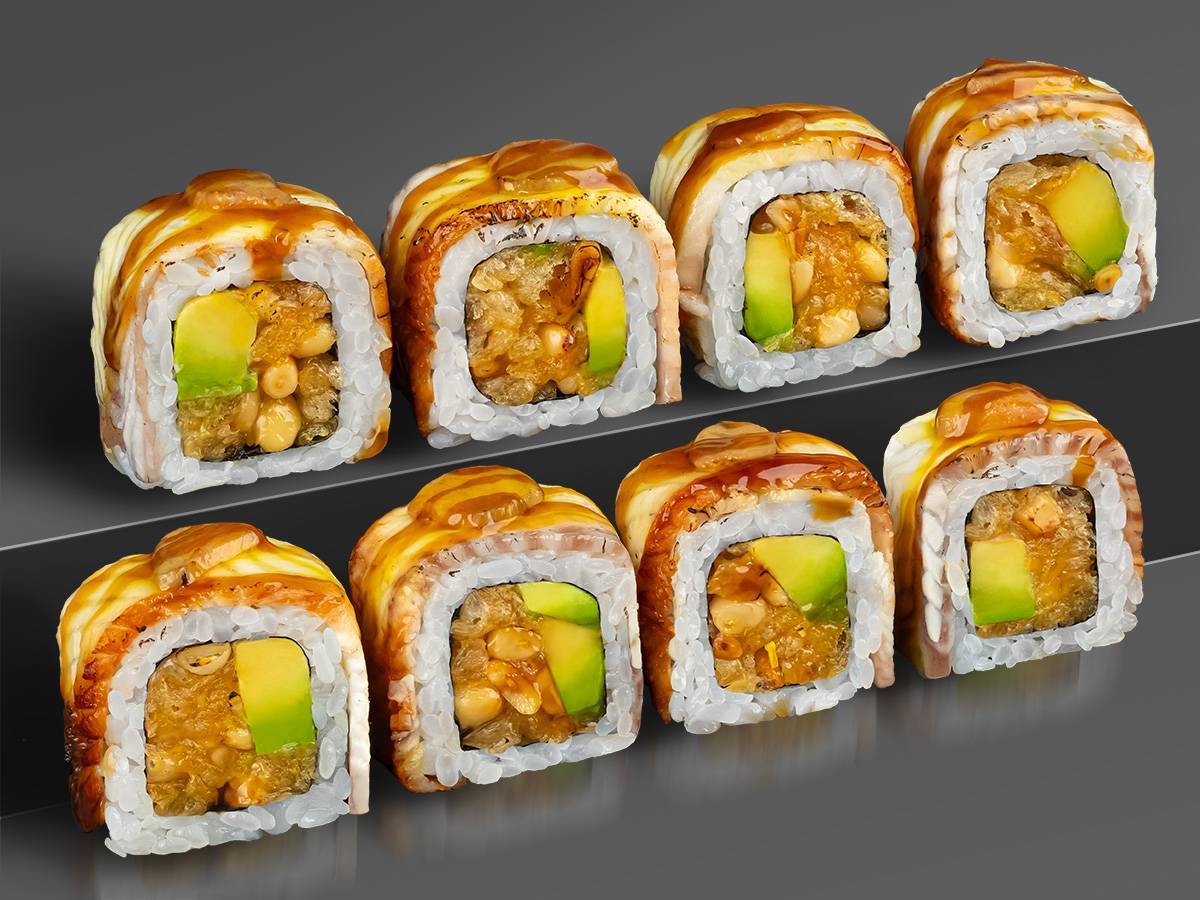 Ролл с угрем и фуа-гра