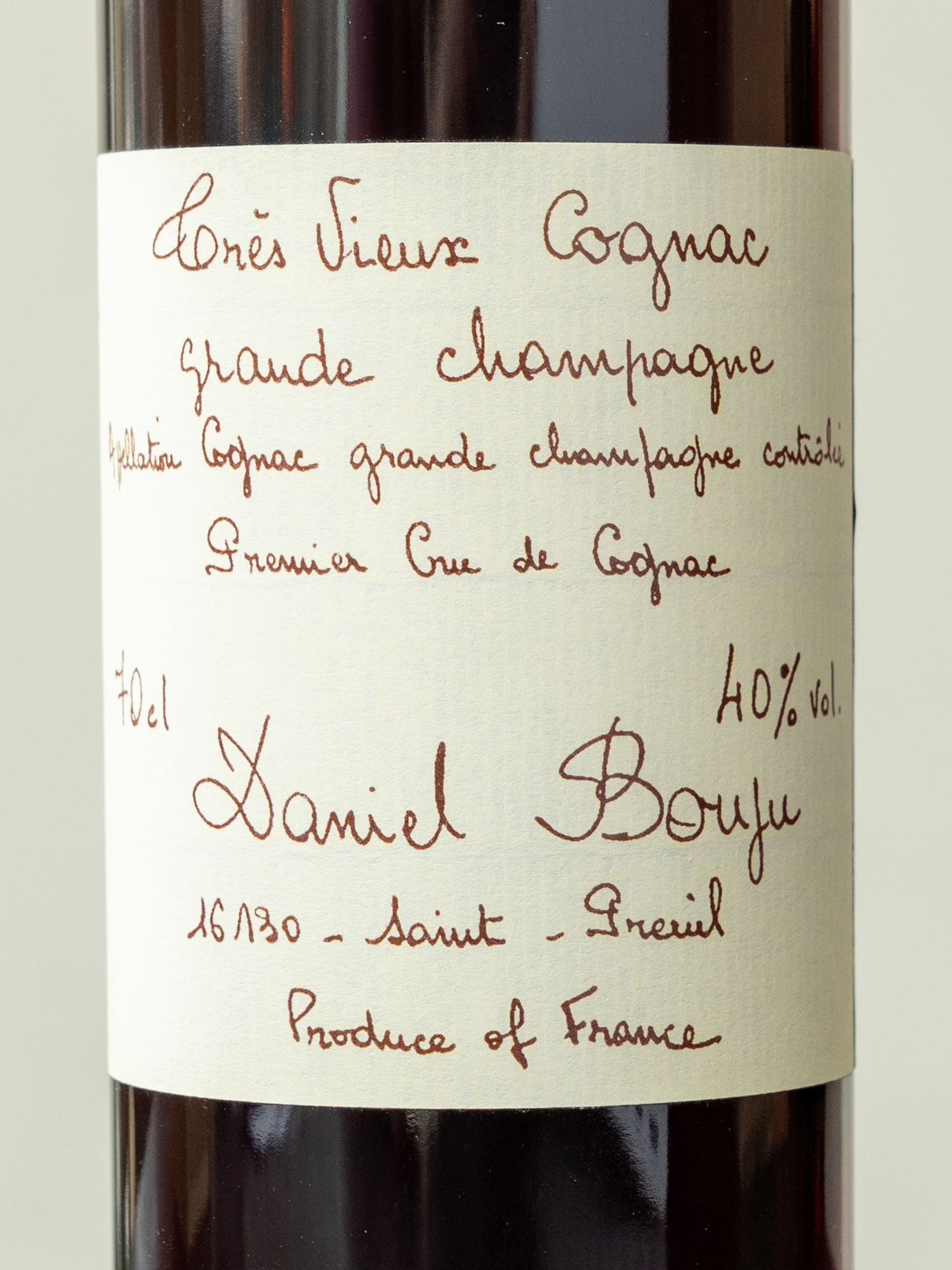 Коньяк Daniel Bouju Tres Vieux Brut de fut / Даниель Бужу Трэ Вье Гранд Шампань 40 лет