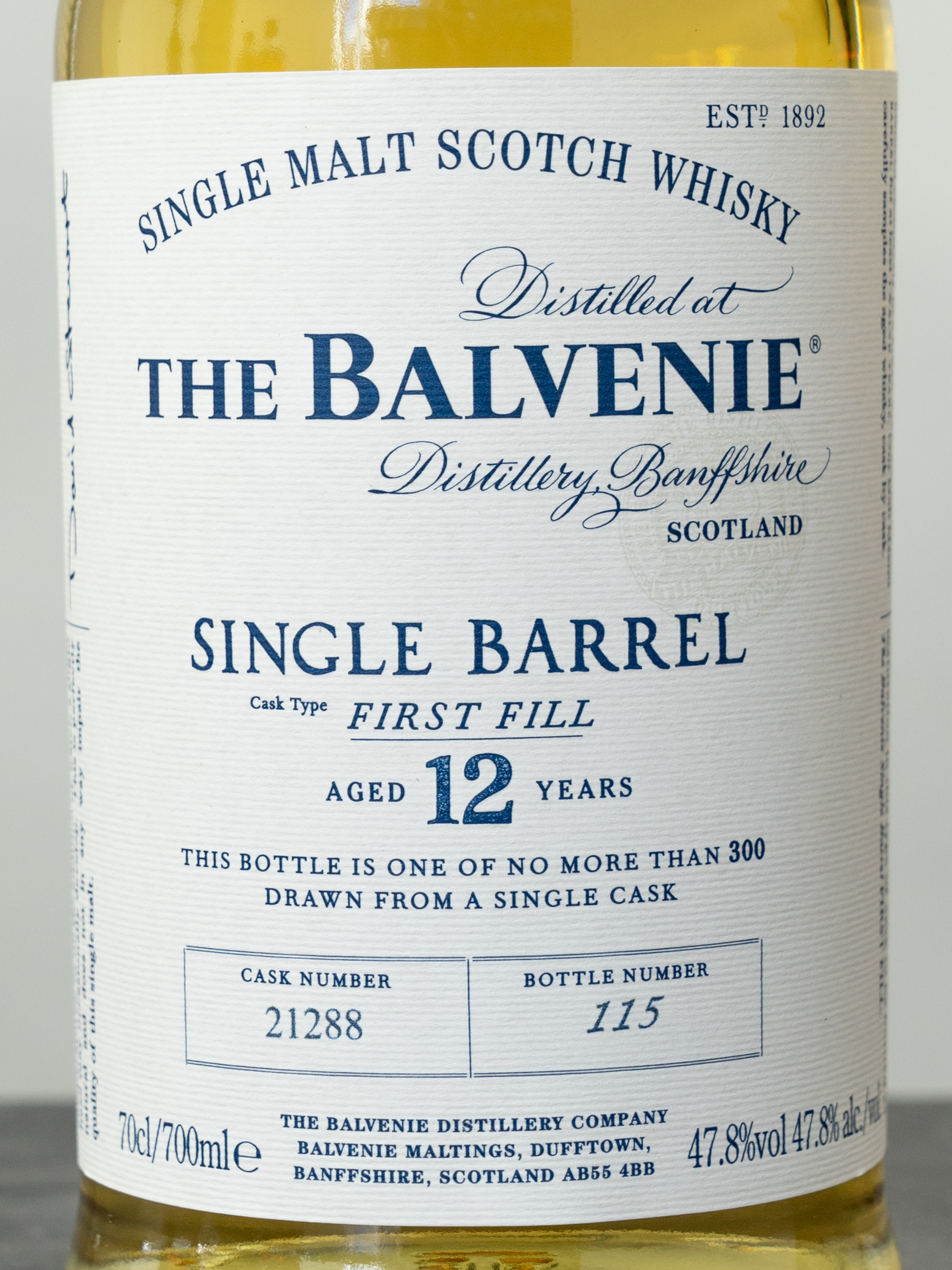 Этикетка Balvenie Single Barrel First Fill 12 Years Old