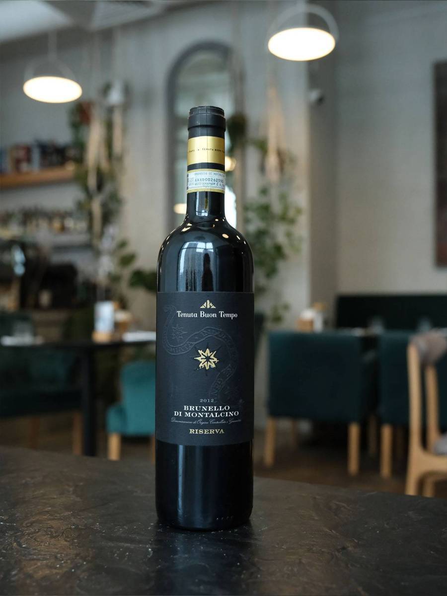Вино Brunello di Montalcino Riserva Tenuta Buon Tempo DOCG 2012 купить в винном ресторане Остерия - лучшая цена Вино Brunello di Montalcino Riserva Tenuta Buon Tempo DOCG 2012 / Брунелло ди Монтальчино Резерва Тенута Буон Темпо