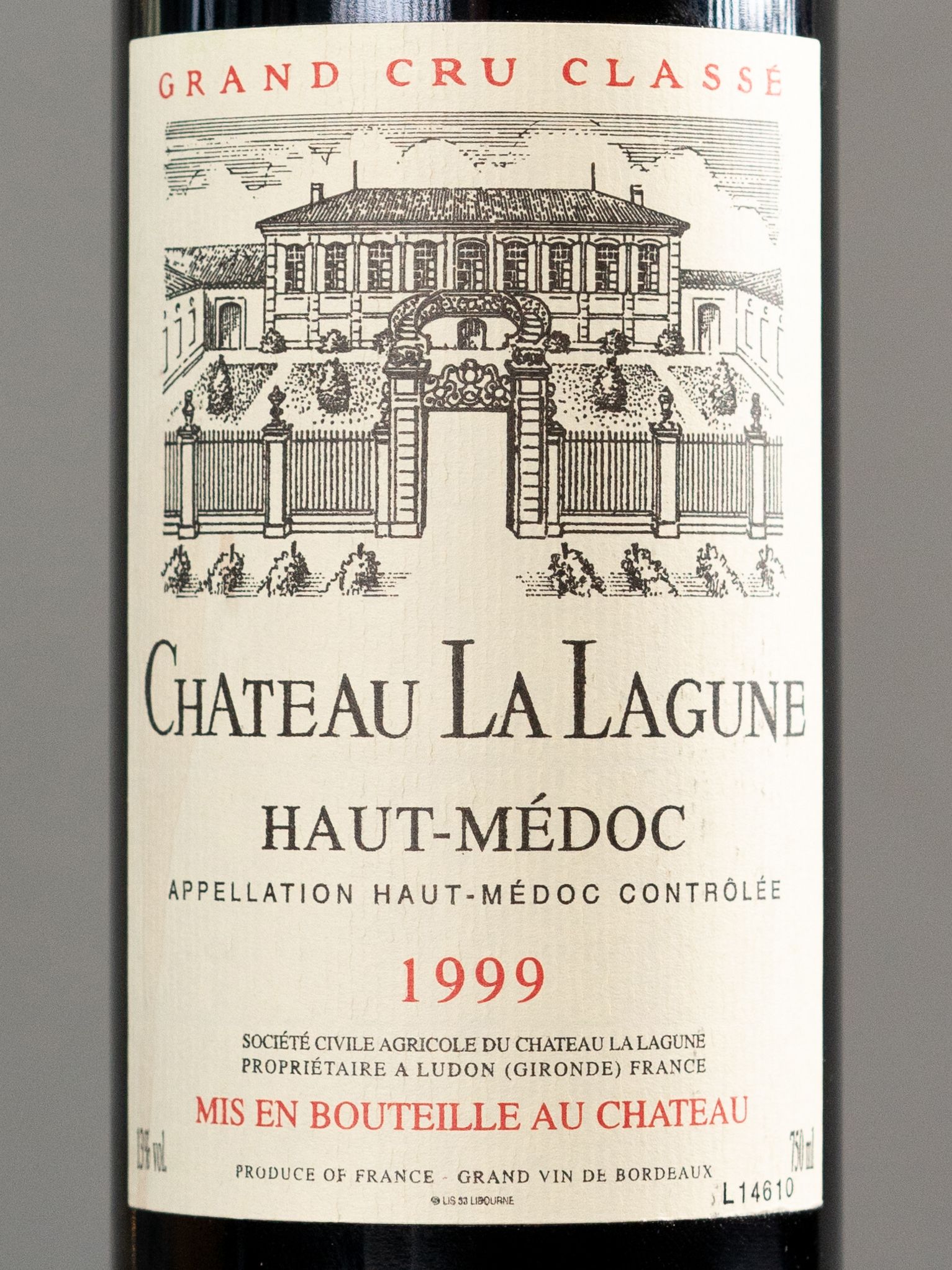 Вино Chateau La Lagune Haut-Medoc AOC 3-eme Grand Cru Classe 1999 / О-Медок Шато Ля Лагюн 1999