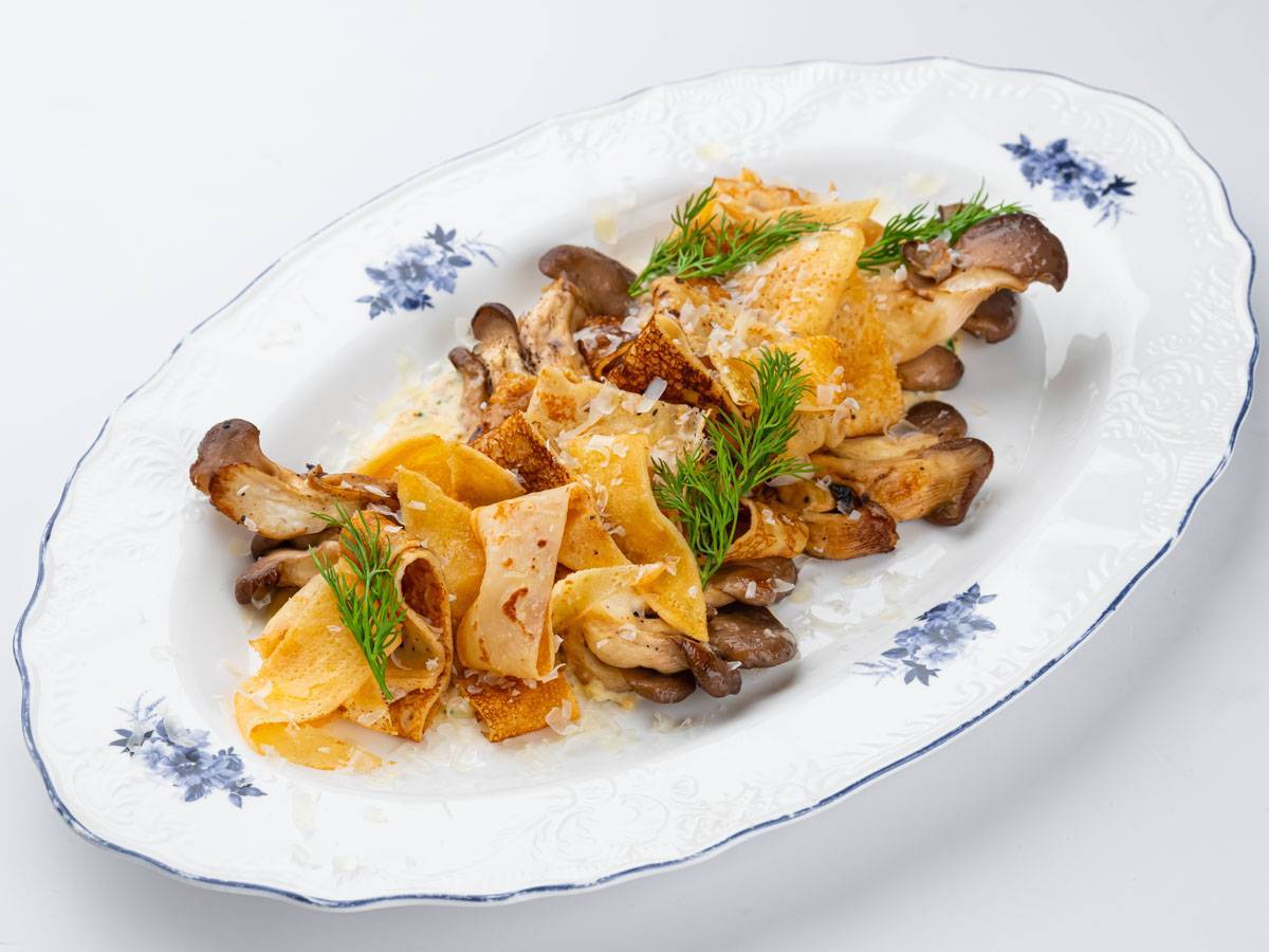 Паппарделе из блинов с грибами