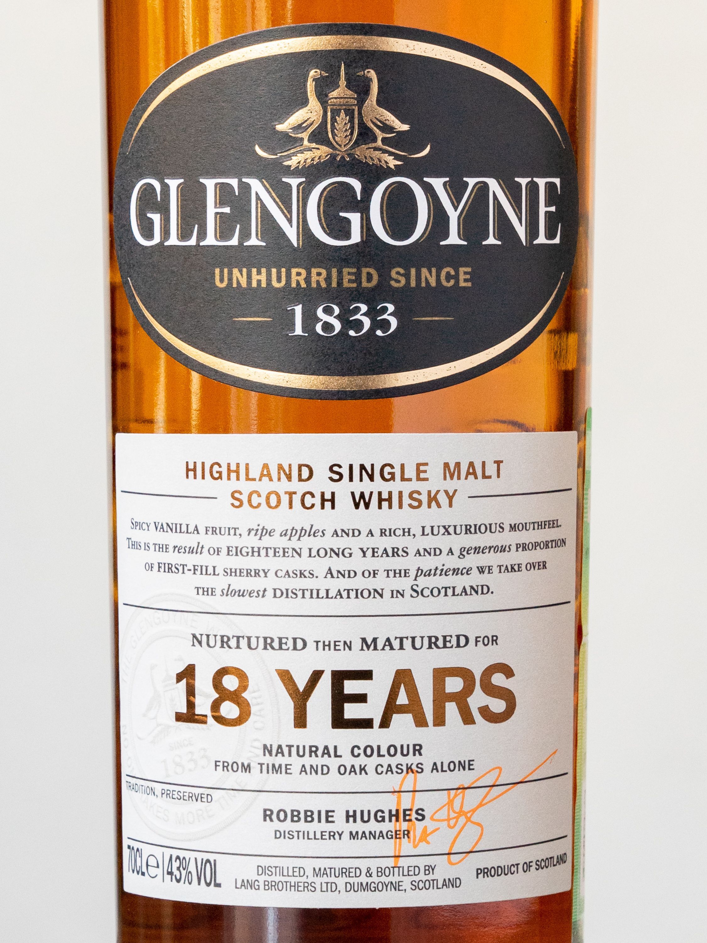 Купить виски Glengoyne 18 years (Гленгойн 18 лет) - лучшая цена в ресторане Amici Виски Glengoyne 18 years / Гленгойн 18 лет