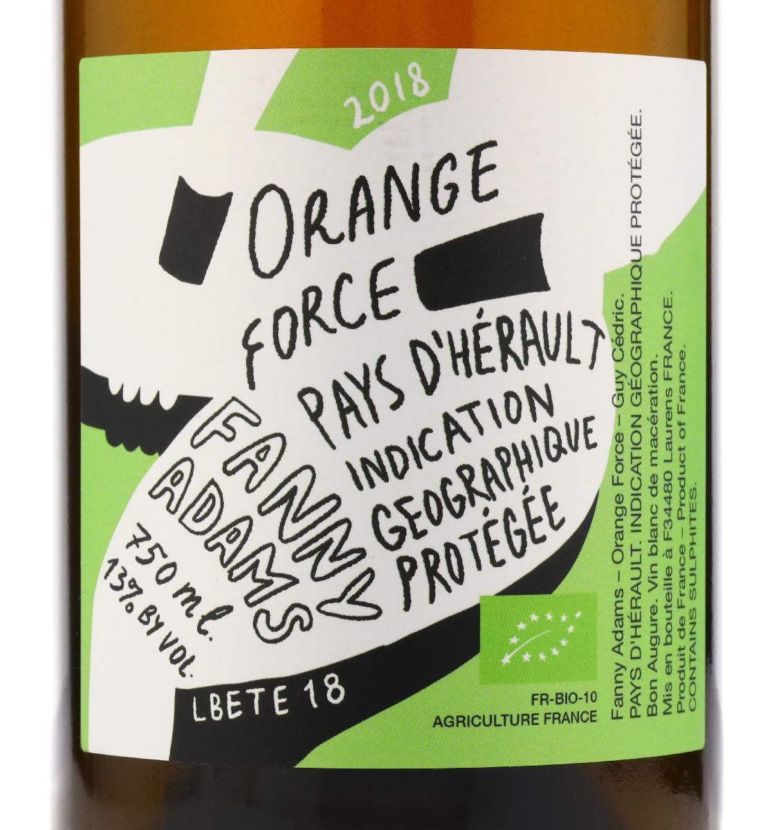 Вино Fanny Adams Orange Force Pays d'Herault купить в винном ресторане Остерия Амичи - лучшая цена Вино Fanny Adams Orange Force Pays d'Herault / Фанни Адамс Оранж Форс Пэи д'Эро