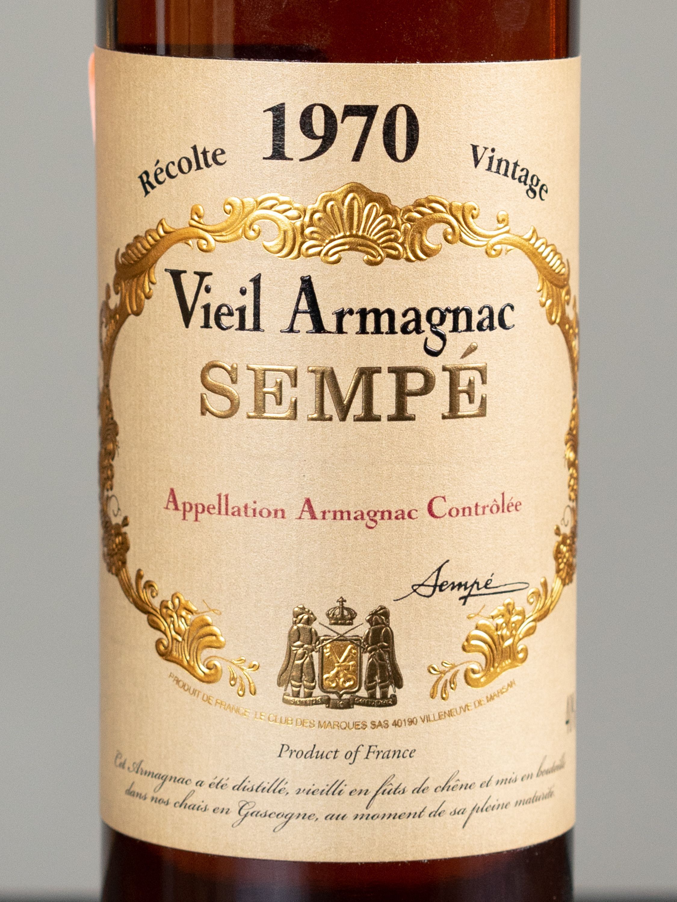 Этикетка Armagnac Sempe Vieil 1970