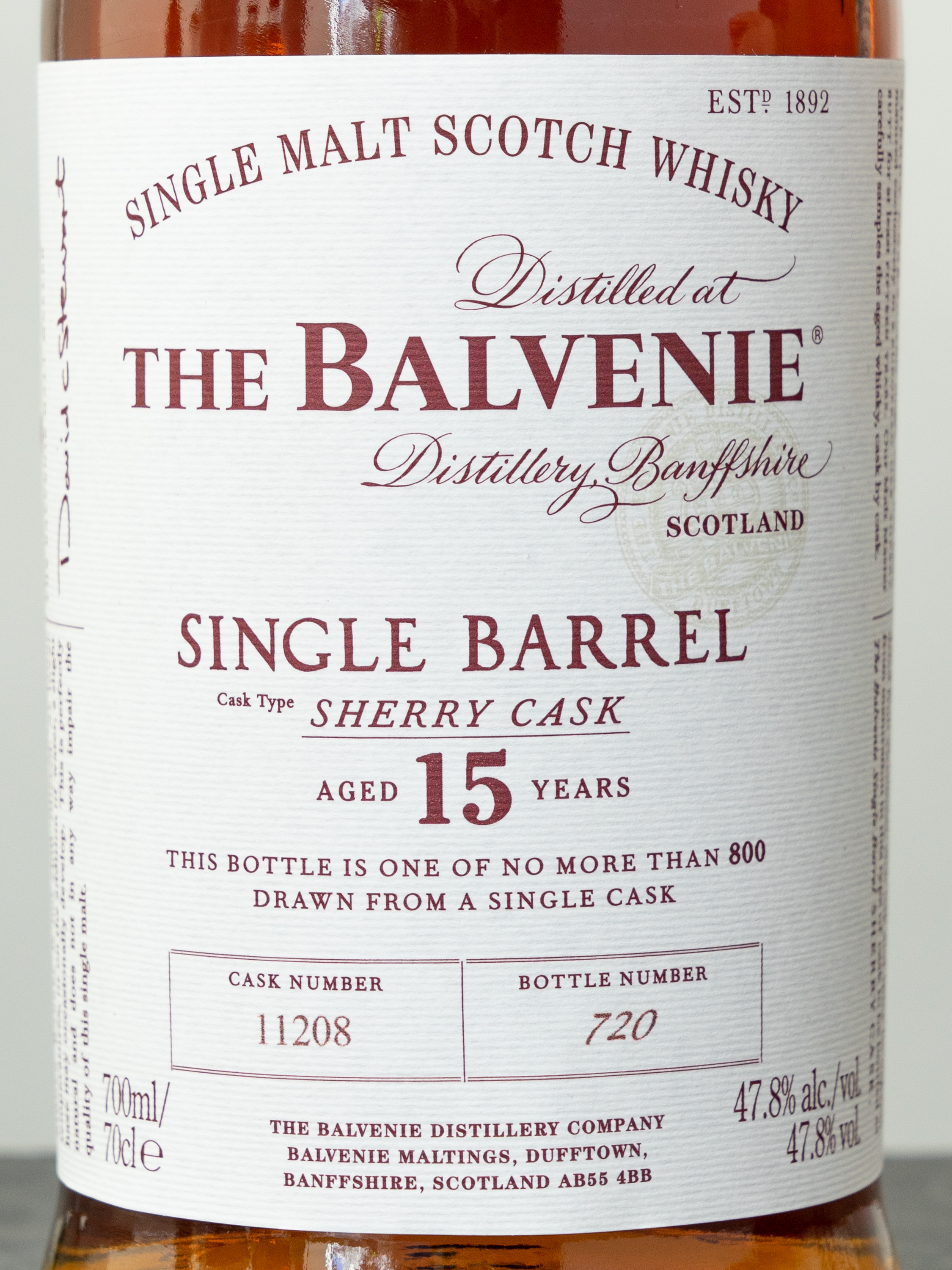 Этикетка Balvenie Single Barrel 15 Years Old