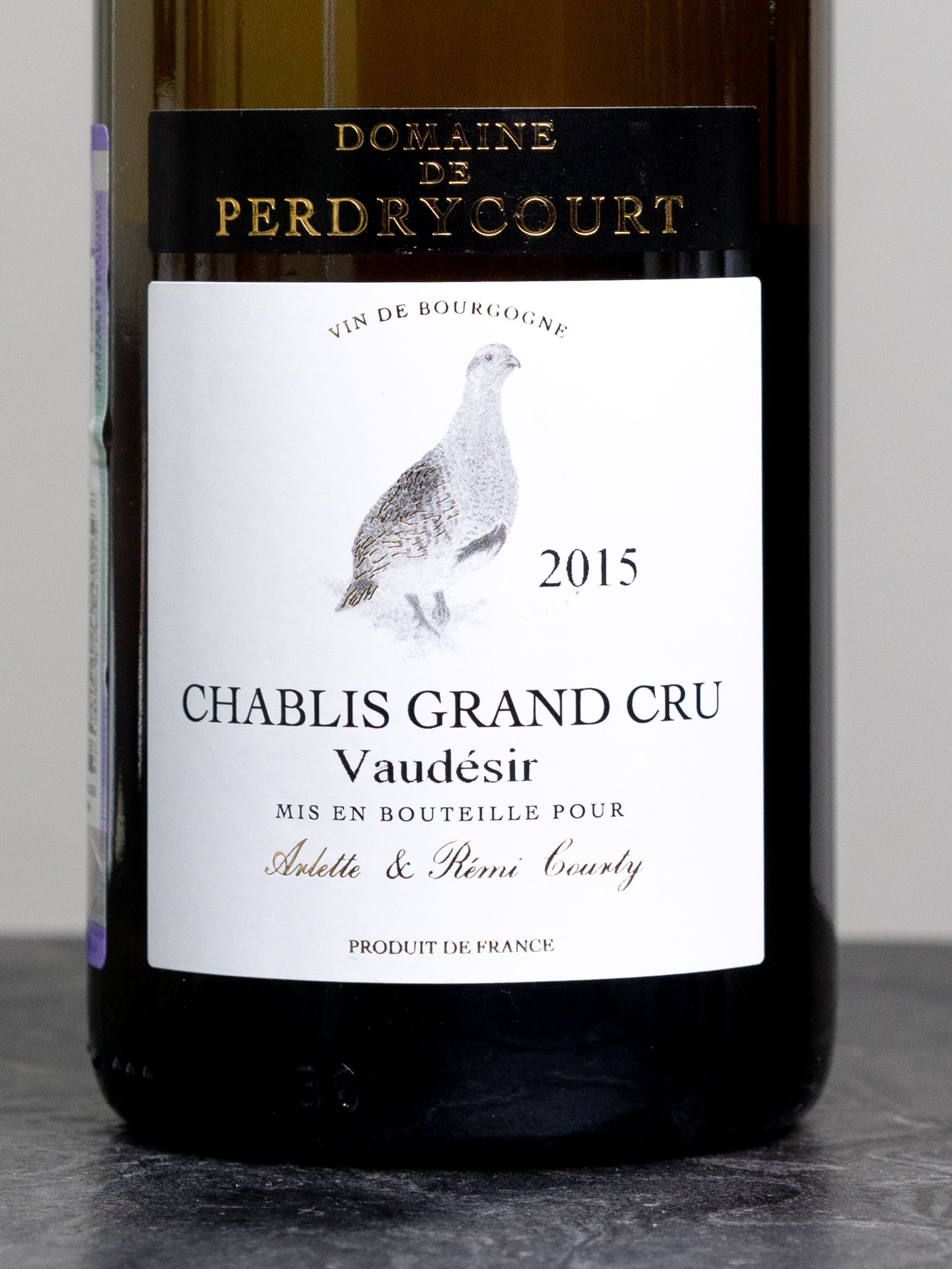 Этикетка Chablis Domaine de Perdrycourt Grand Cru Vaudesiri 2015