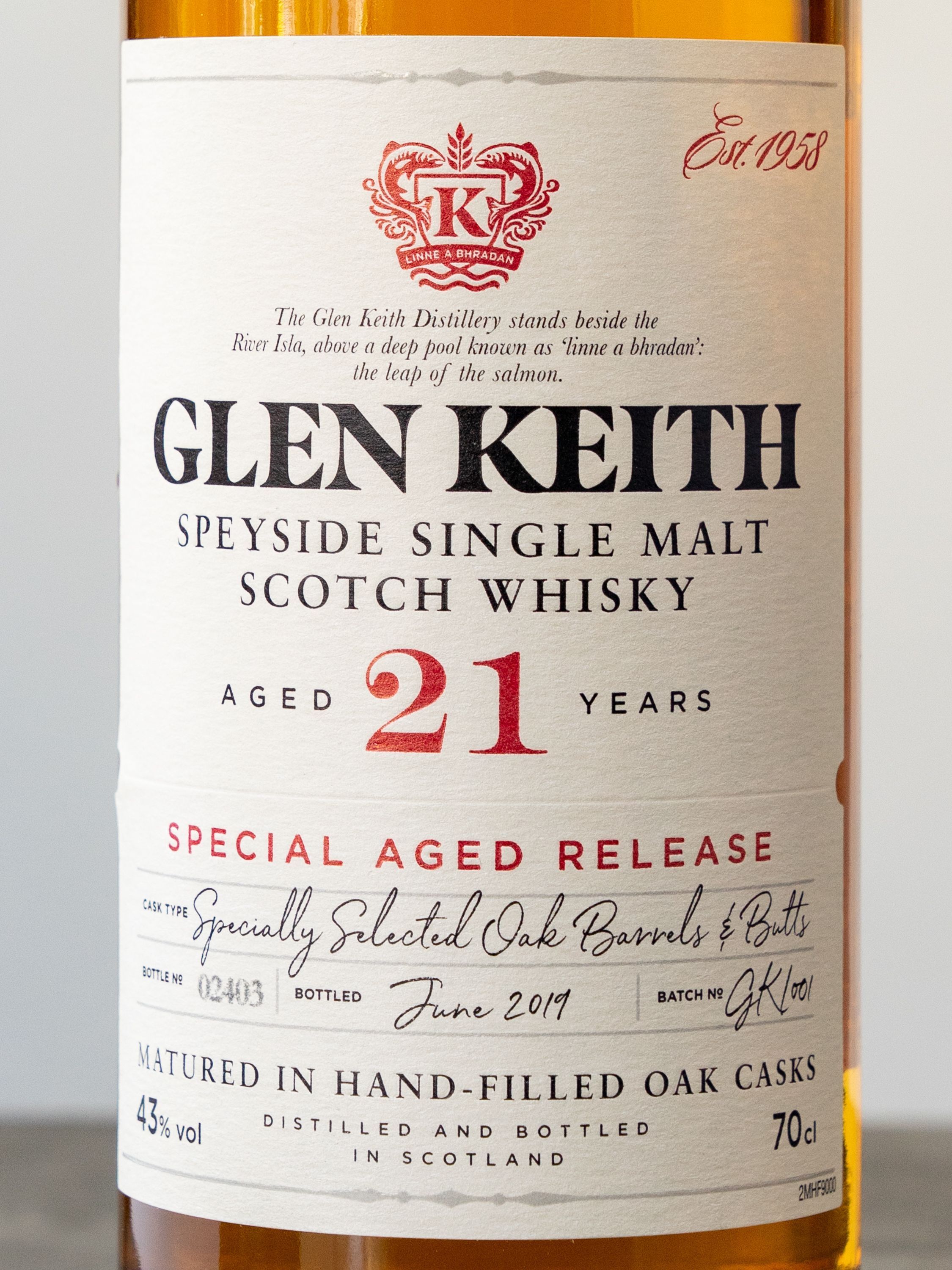 Виски Glen Keith 21 years old купить в ресторане Остерия - лучшая цена Виски Glen Keith 21 years old / Глен Кит 21 год