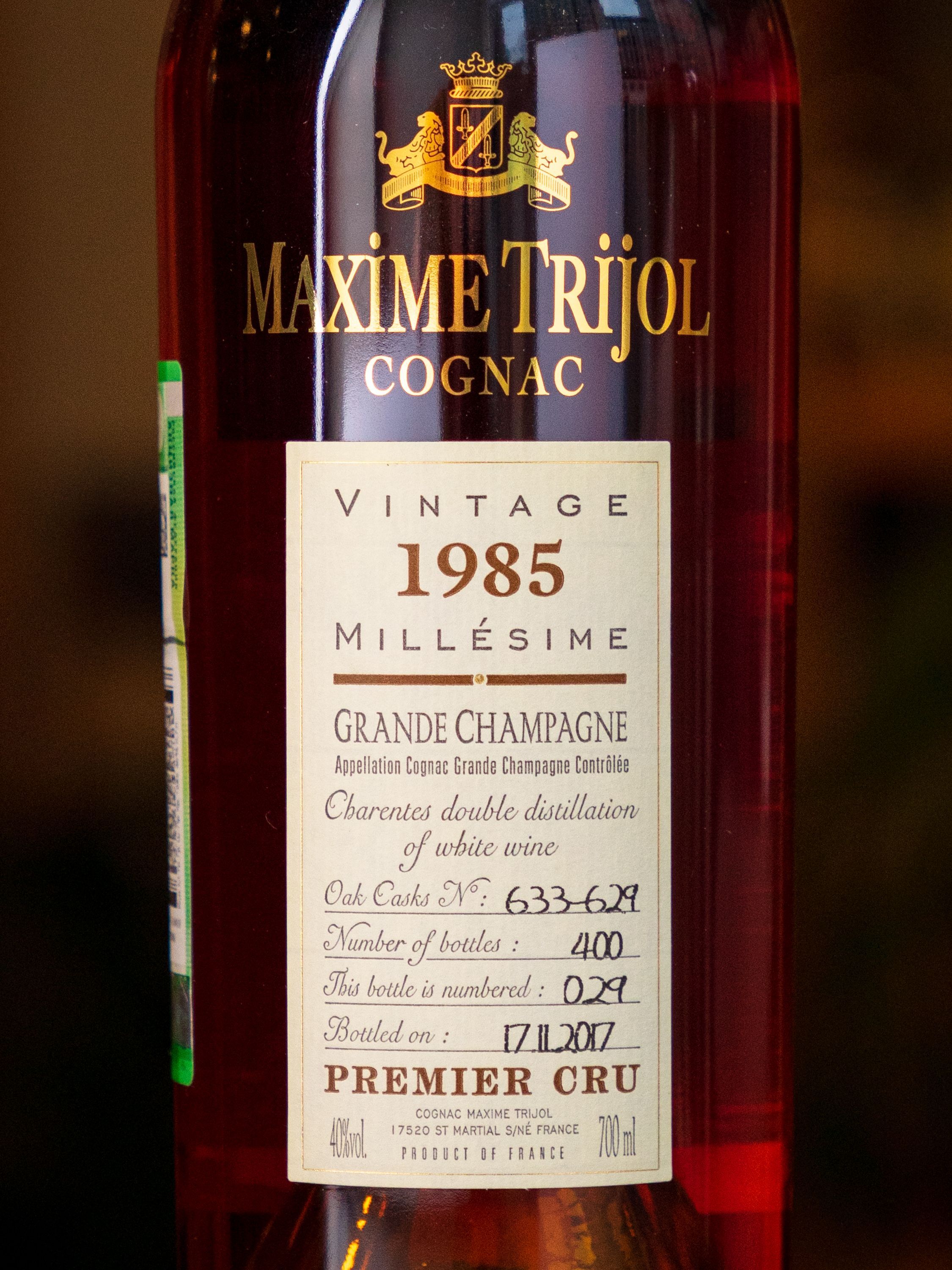 Коньяк Maxime Trijol  1985 / Максим Трижоль 1985