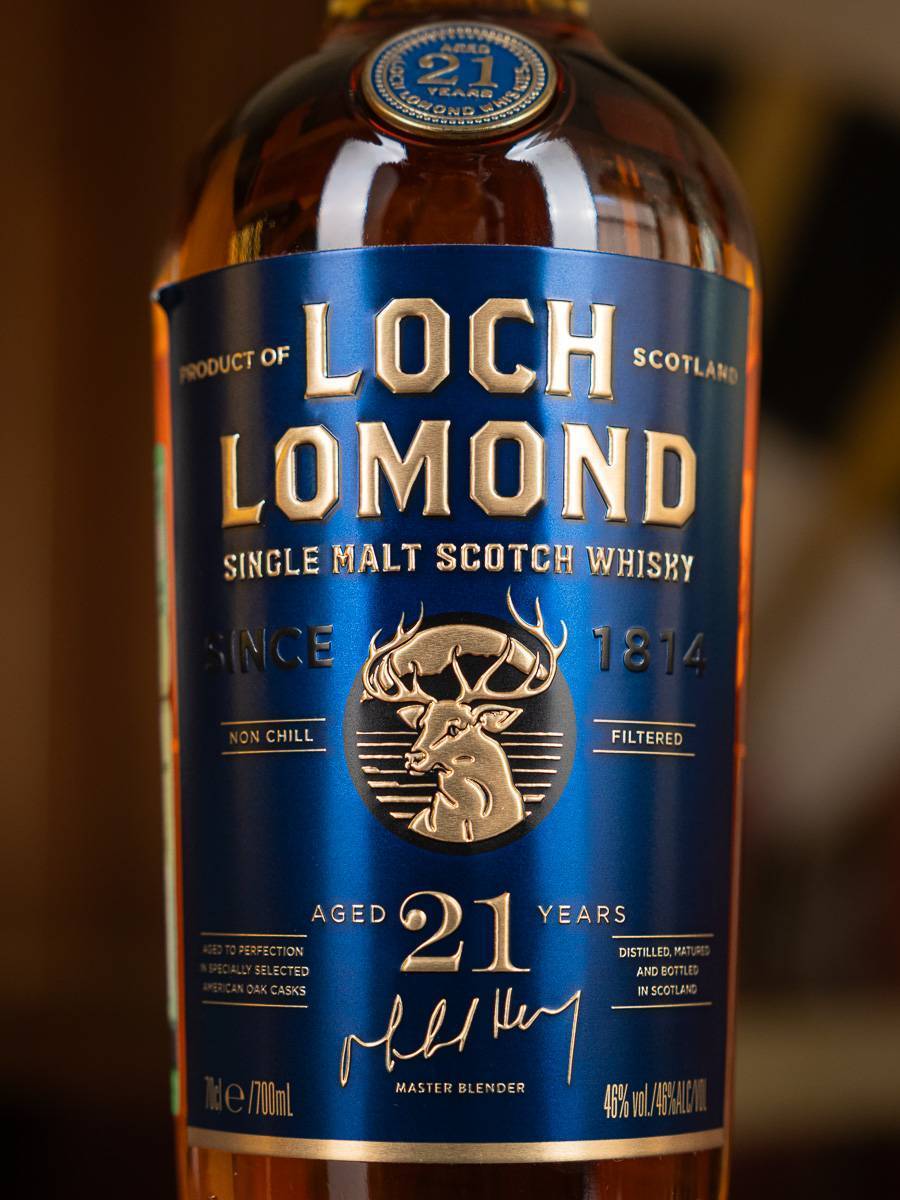 Этикетка Loch Lomond Single Grain 21 years old
