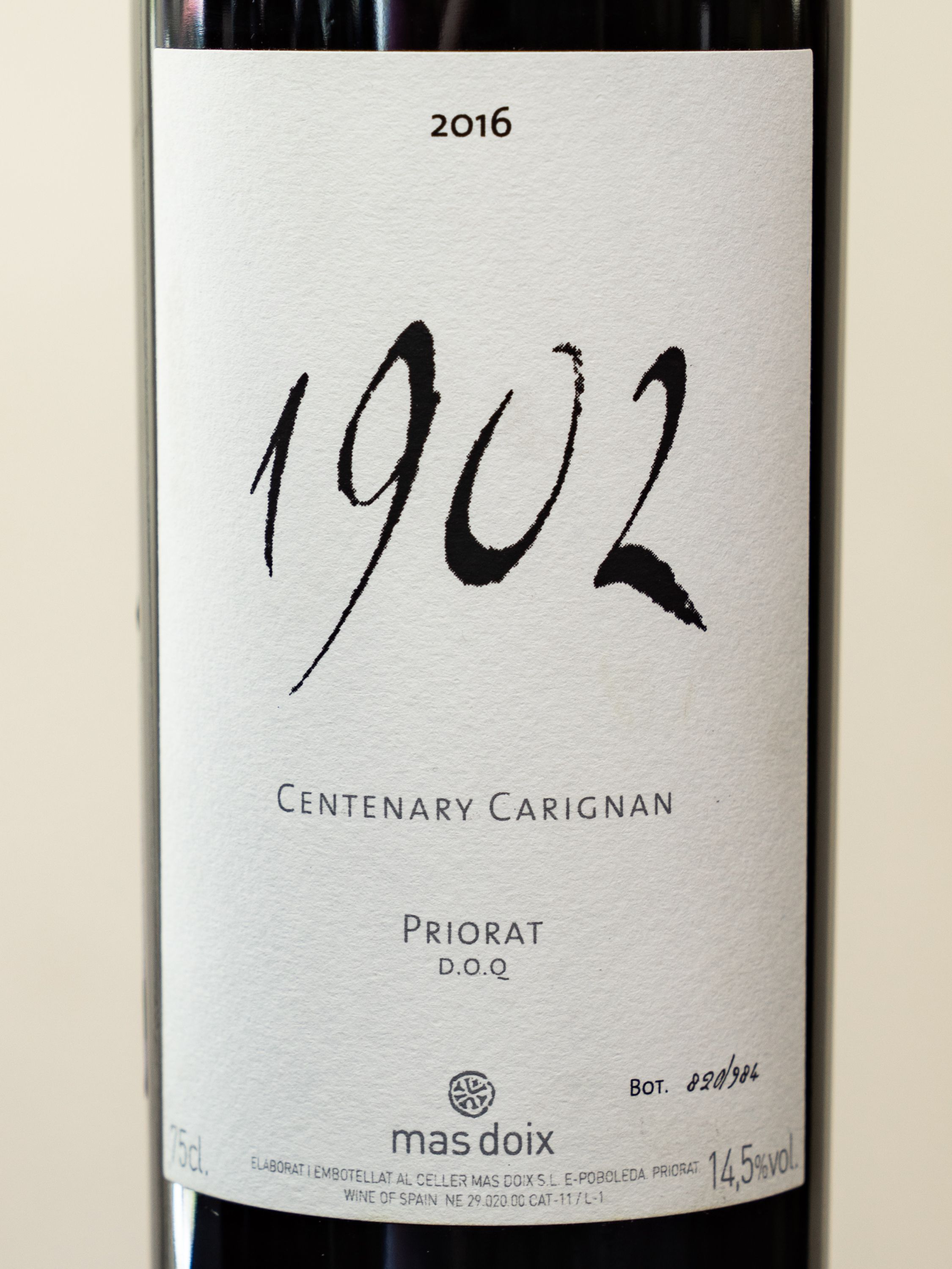 Вино Mas Doix 1902 Centenary Carignan / Мас Дойш 1902 Сентенари Кариньян