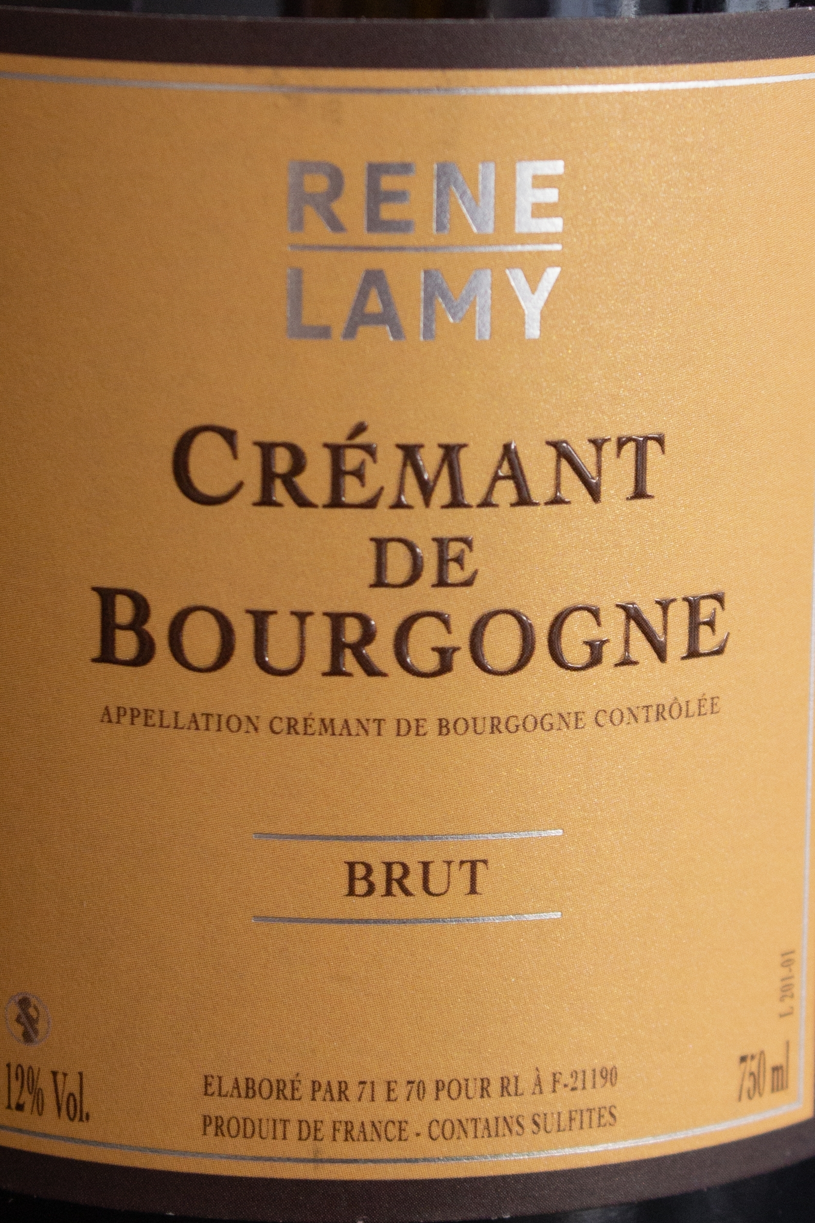 Этикетка Rene Lamy Cremant de Bourgogne Brut