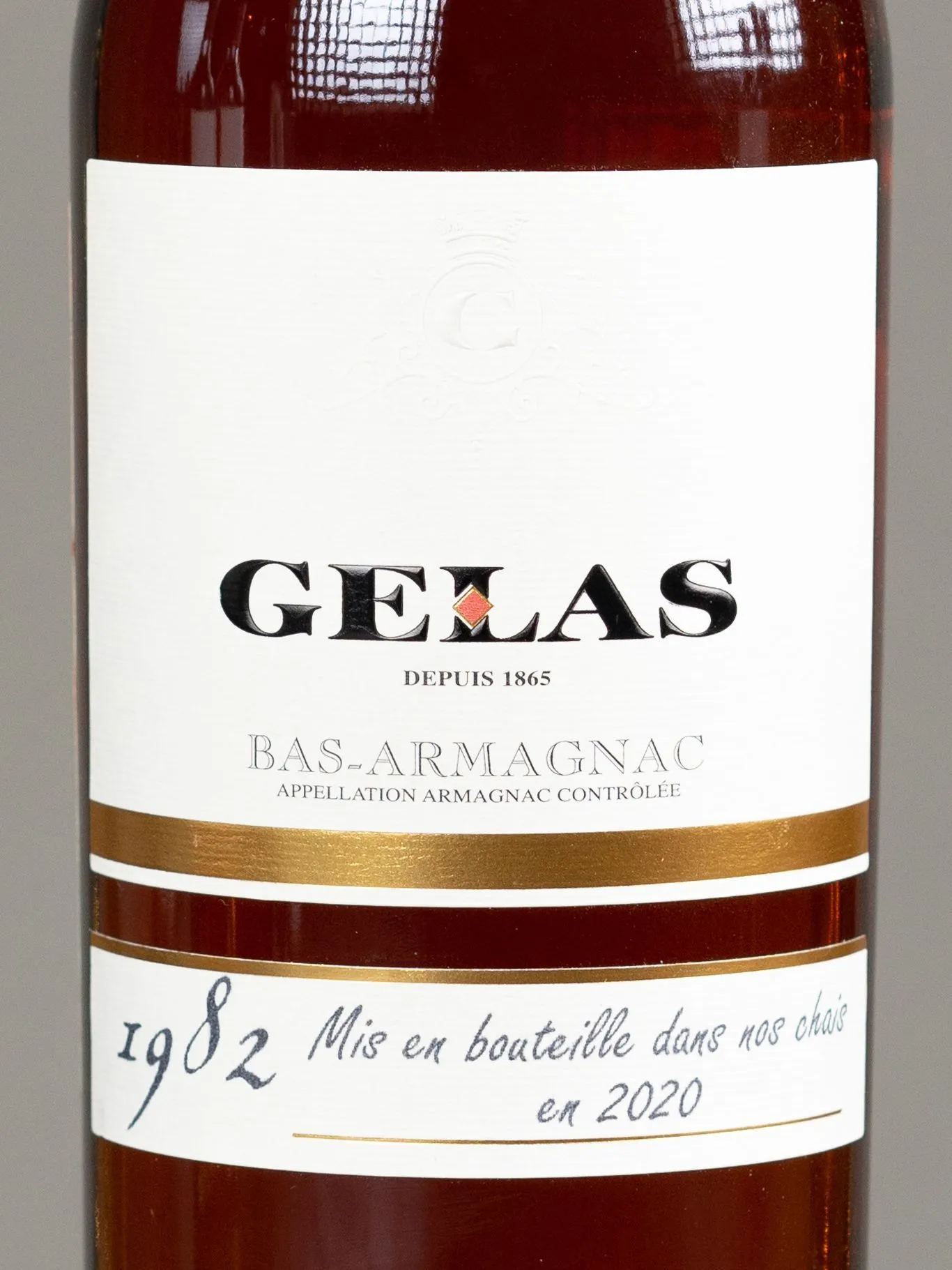 Этикетка Gelas Bas Armagnac 1982