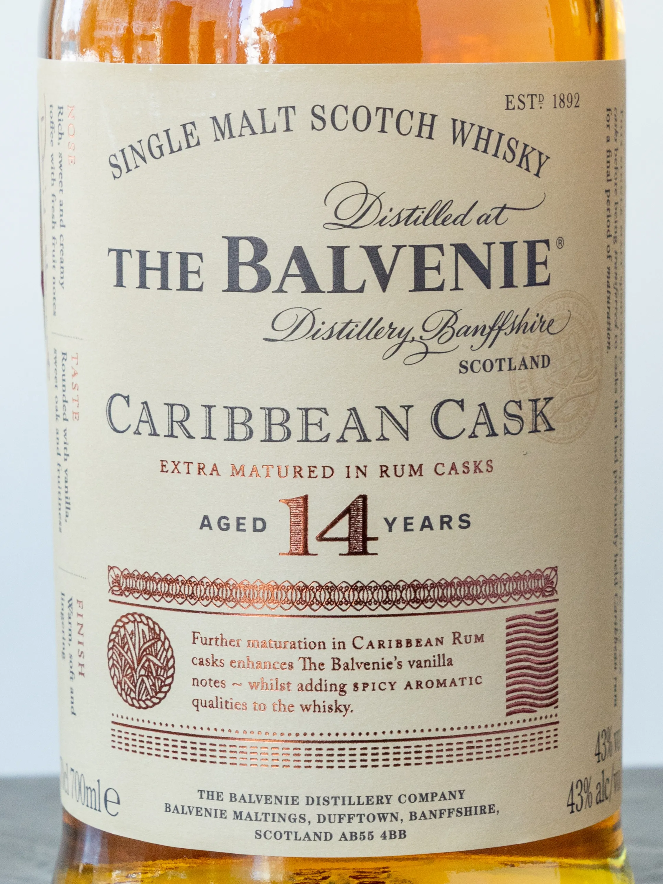 Виски Balvenie Caribbean Cask 14 Years Old / Балвени Карибиан Каск 14 лет
