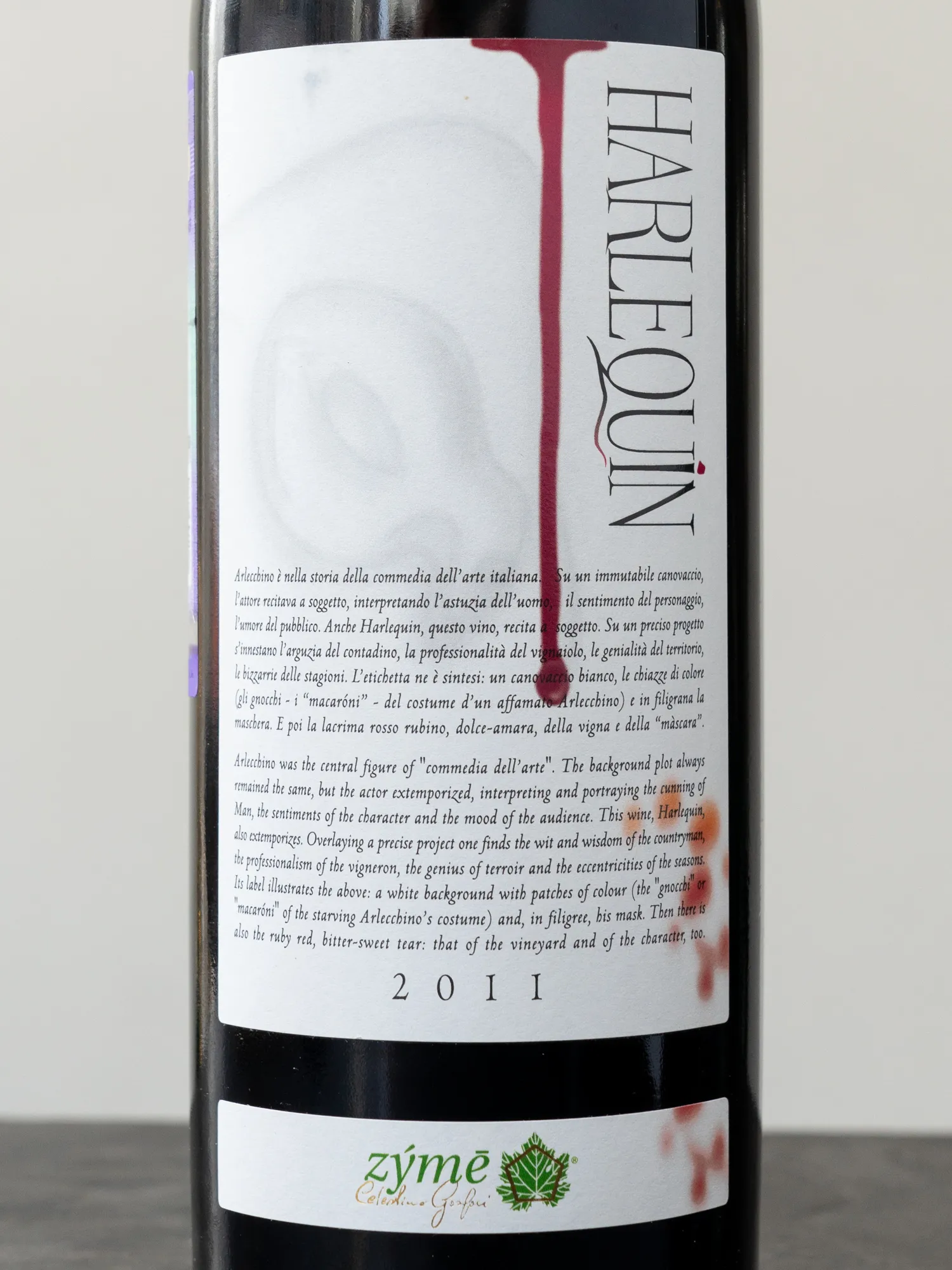 Вино Zyme Harlequin Veneto Rosso 2011 купить в ресторане Остерия - лучшая цена Вино Zyme Harlequin Veneto Rosso / Арлекин 2011