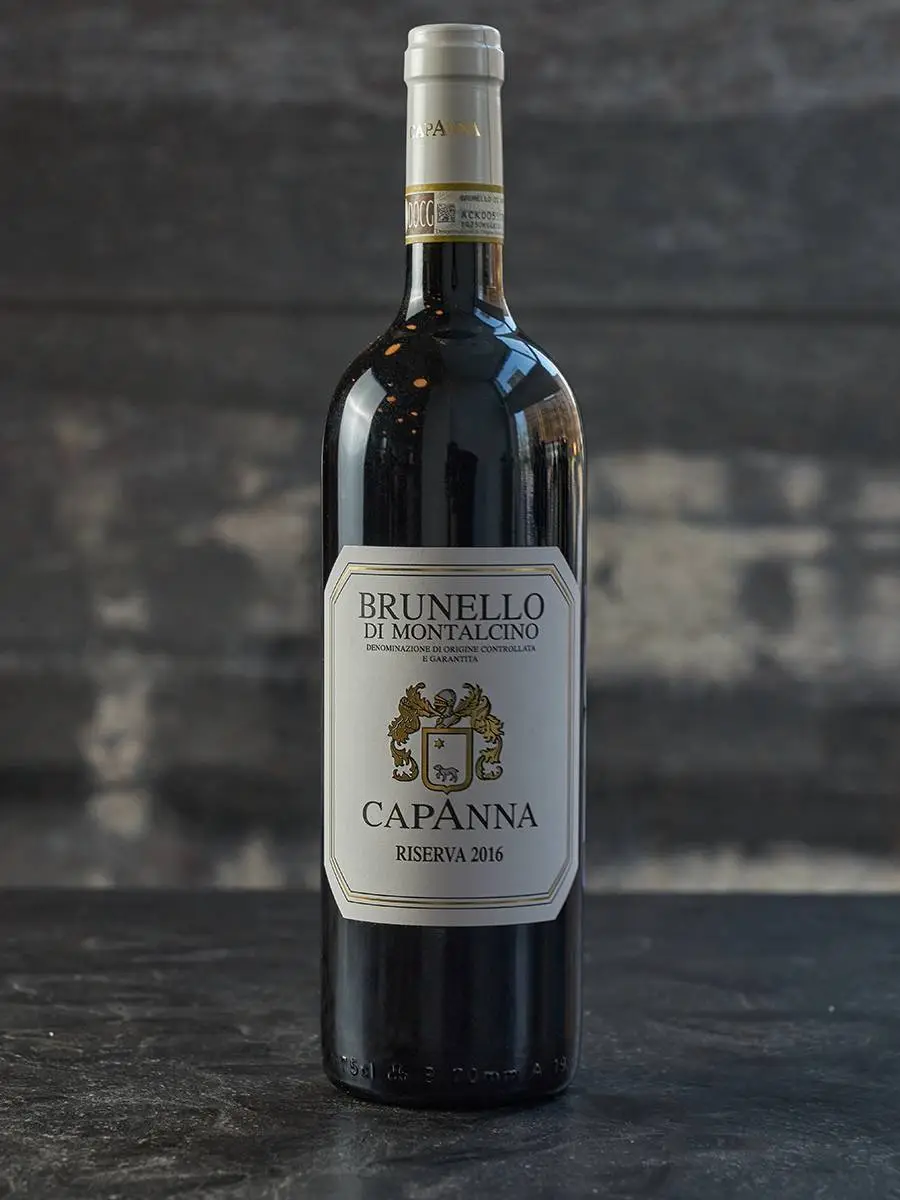 Вино Capanna Brunello di Montalcino Riserva DOCG 2016 купить в винном ресторане Остерия - лучшая цена Вино Capanna Brunello di Montalcino Riserva DOCG 2016 / Капанна Брунелло ди Монтальчино Ризерва 2016