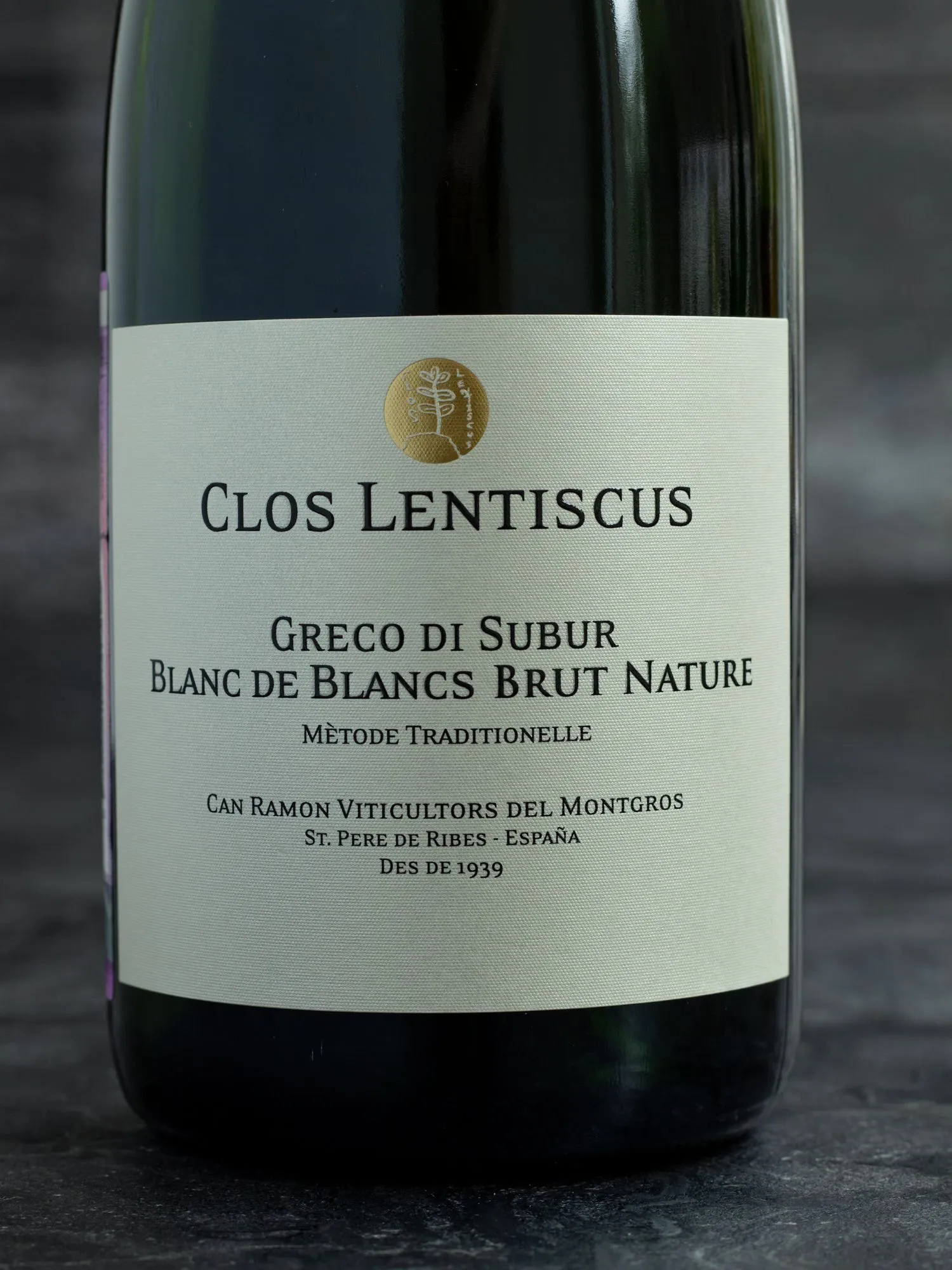 Этикетка Clos Lentiscus Greco di Subur Blanc de Blancs Brut Nature