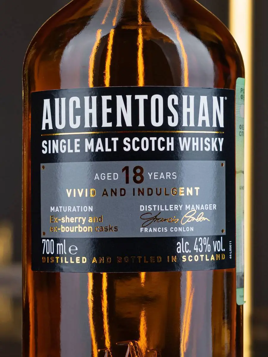 Этикетка Auchentoshan 18 years old