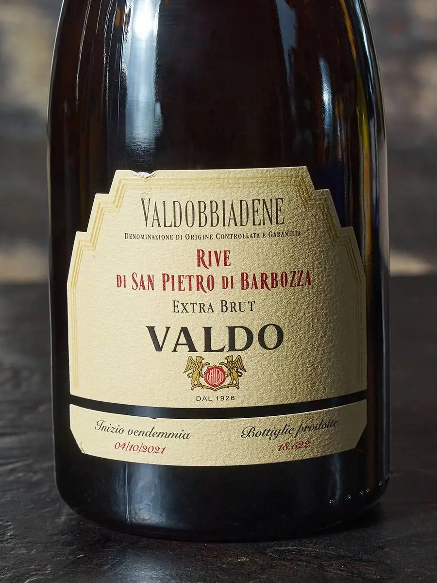 Игристое вино Prosecco Valdobbiadene Superiore Rive di San Pietro di Barbozza Brut Nature Valdo / Просекко Супериоре Вальдоббьядене Риве ди СанПьетро ди Барбоцца Вальдо