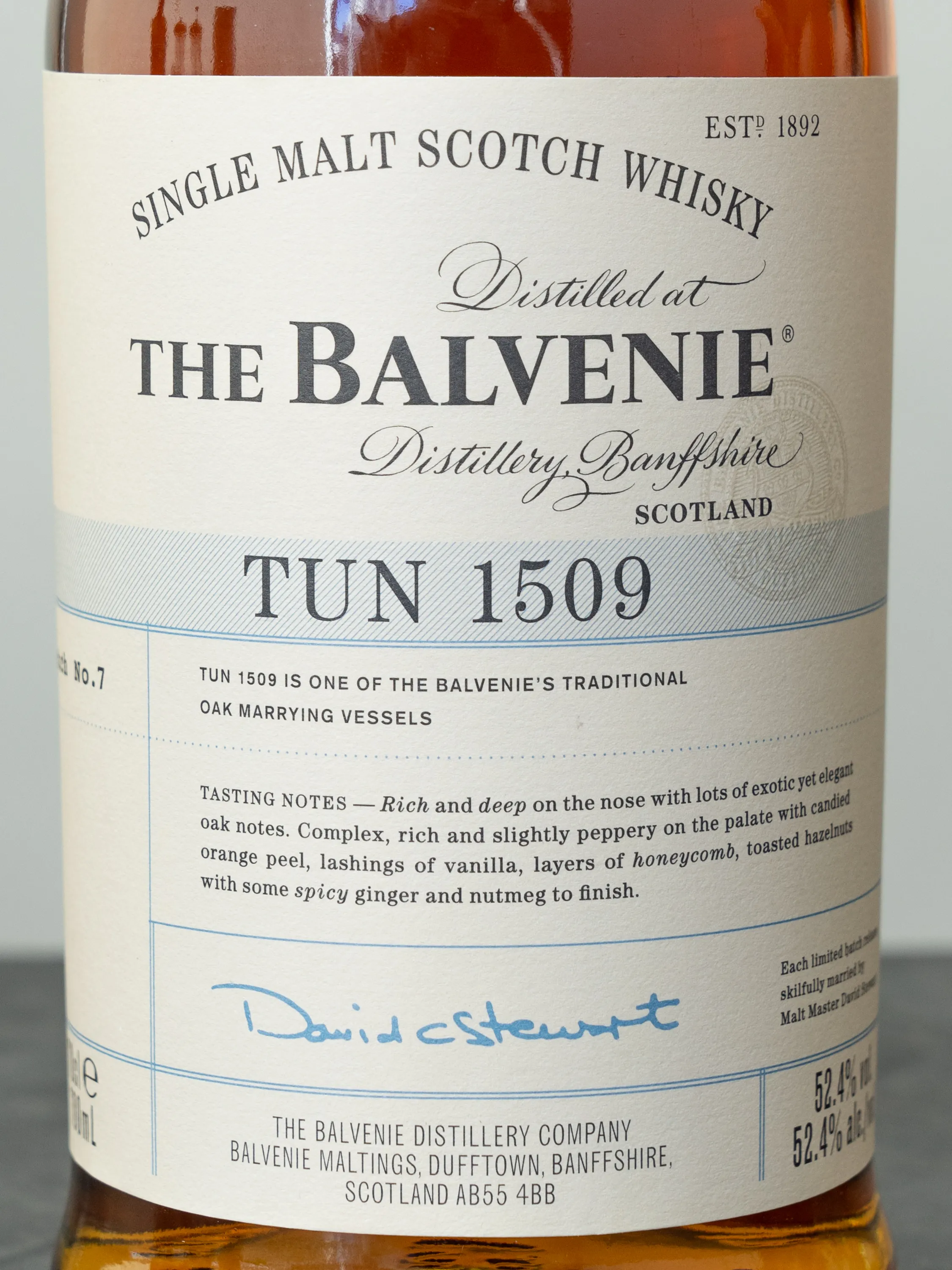 Этикетка Balvenie TUN 1509