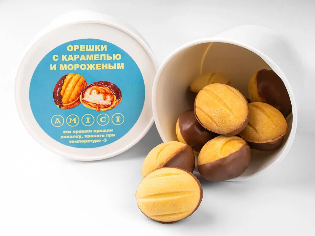 Орешки с карамелью и мороженным
