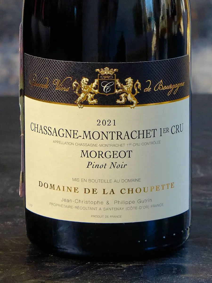 Этикетка Domaine de la Choupette Chassagne-Montrachet 1er Cru Morgeot Pinot Noir 2021