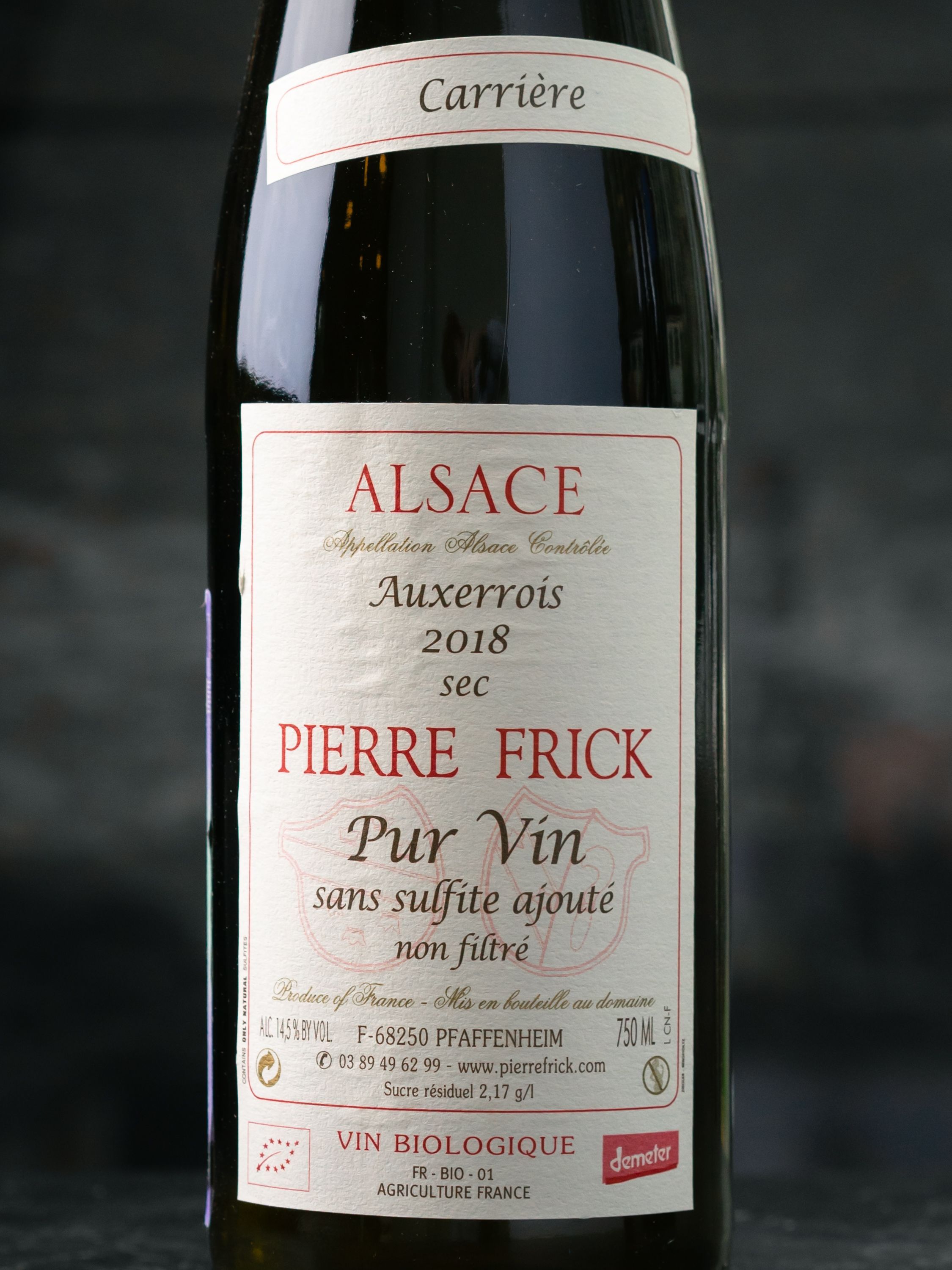 Вино Pierre Frick Auxerrois Carriere Alsace купить в ресторане Остерия - лучшая цена Вино Pierre Frick Auxerrois Carriere Alsace / Пьер Фрик Оксерруа Каррьер