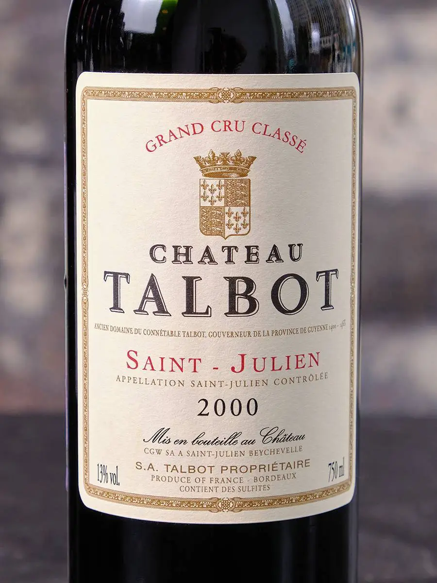 Этикетка Chateau Talbot St Julien AOC 4 me Grand Cru Classe 2000